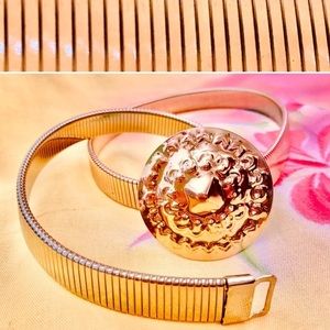 Vintage Gold Tone Serpentine Coil Stretch Belt